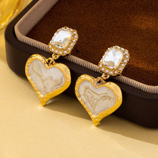 Marbled Enamel Heart Crystal Drop Earrings | 80E62347-JOSSLYN by wall to wall-The Twisted Chandelier