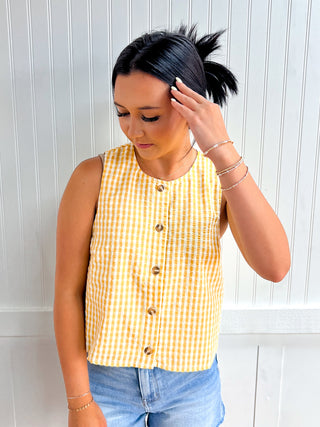 Maggie Gingham Sleeveless Top-Top-Entro-FD 06/17/26,Tops Collection-The Twisted Chandelier