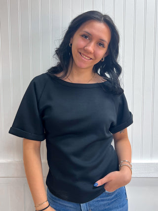 Camilla Elbow Sleeve Off The Shoulder Soft Modal Scuba Top-Shirts & Tops-Active Basic | Active USA-FD 04/30/26,Tops Collection-The Twisted Chandelier
