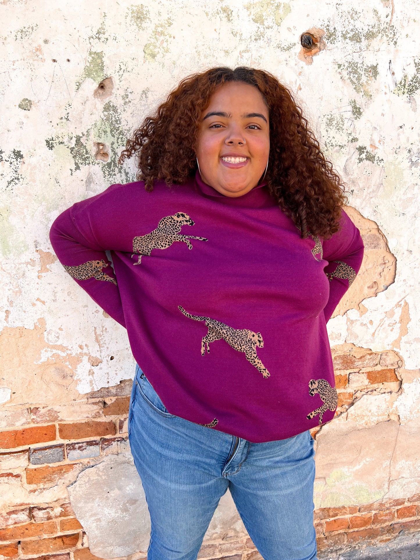 Annie Cheetah Print Mock Neck long Sleeve Sweater Top - Plus-Sweater-Entro-Max Retail,not on the floor only in totes,Tops Collection,Winter Tote T1-The Twisted Chandelier