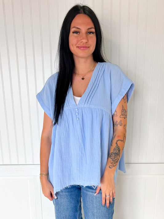 Lennie Cotton Gauze Short Sleeve Top-Oddi-Bin B4,FD 08/12/25,OGP 49.99,Tops Collection-The Twisted Chandelier