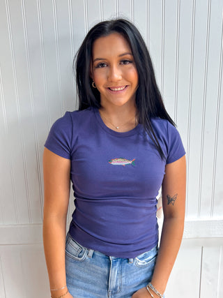 Riley Fish Embroidered Baby Tee-T-Shirt-Bailey Rose-FD 06/17/26,Tops Collection-The Twisted Chandelier