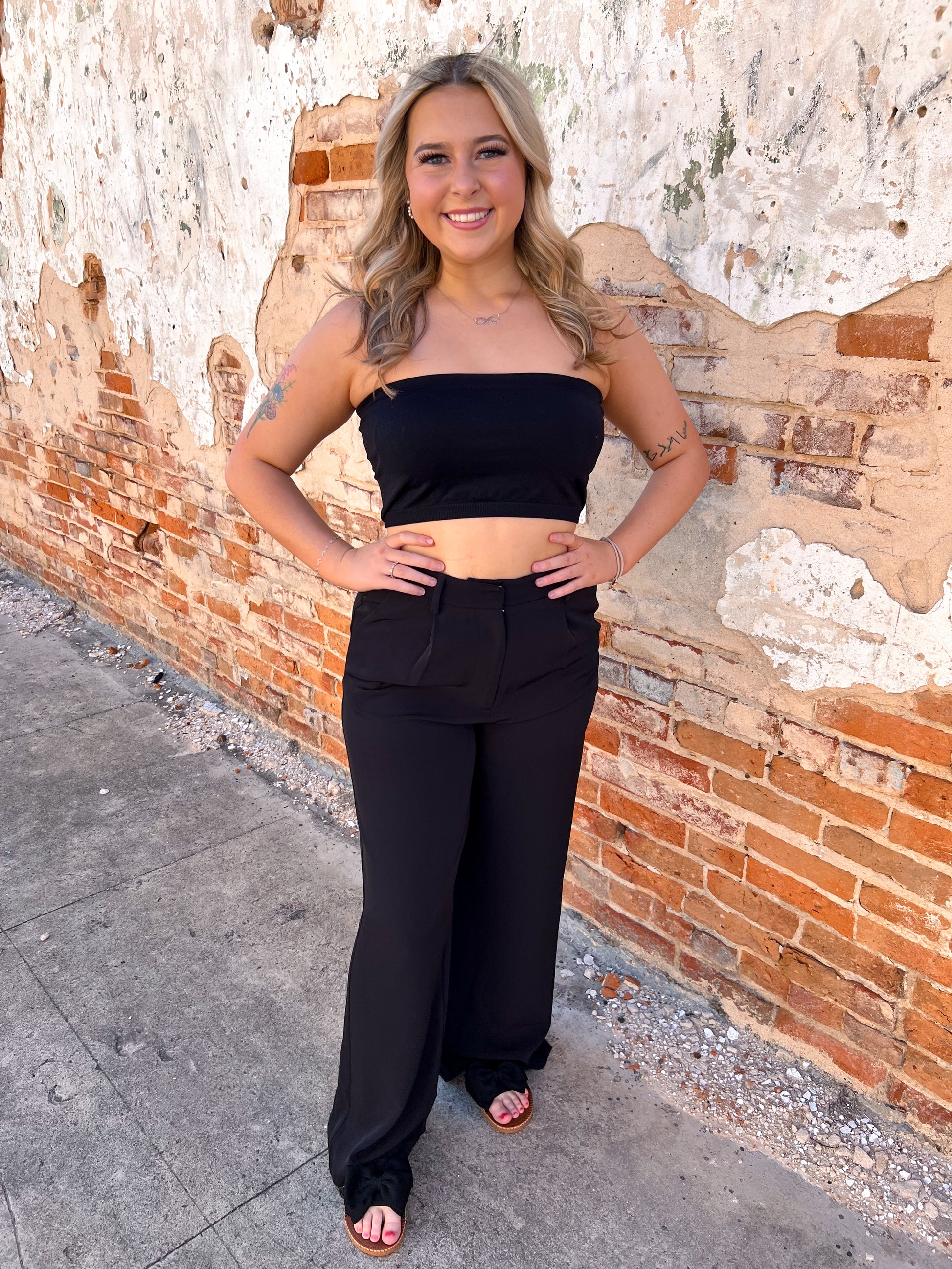 Raella Solid Point Wide Pants - Black-Pants-Umgee-04/21/25,05/27/24,1st md,Bin D1,bottoms,Max Retail-The Twisted Chandelier