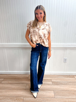 Maisie Printed Short Sleeve Sweater Top-Top-ENTRO-Fall Favorites,FD 09/05/26,NewArrival,Tops Collection-The Twisted Chandelier