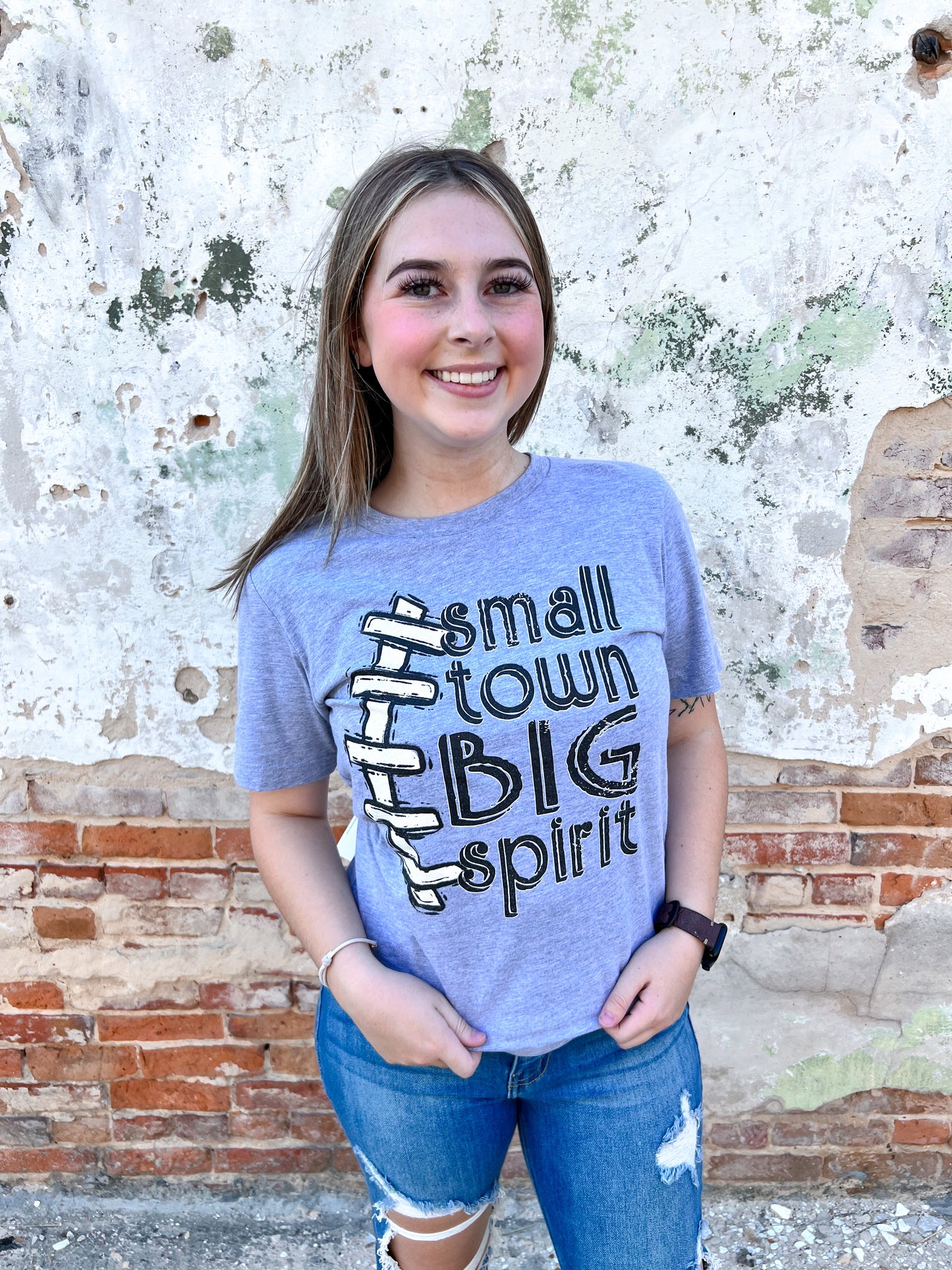 Small Town Big Spirit Tee-Shirts-p&pd-$25 & Under Sale,11/28/23 md,2nd md,Bin c1,Max Retail,Tops Collection-The Twisted Chandelier