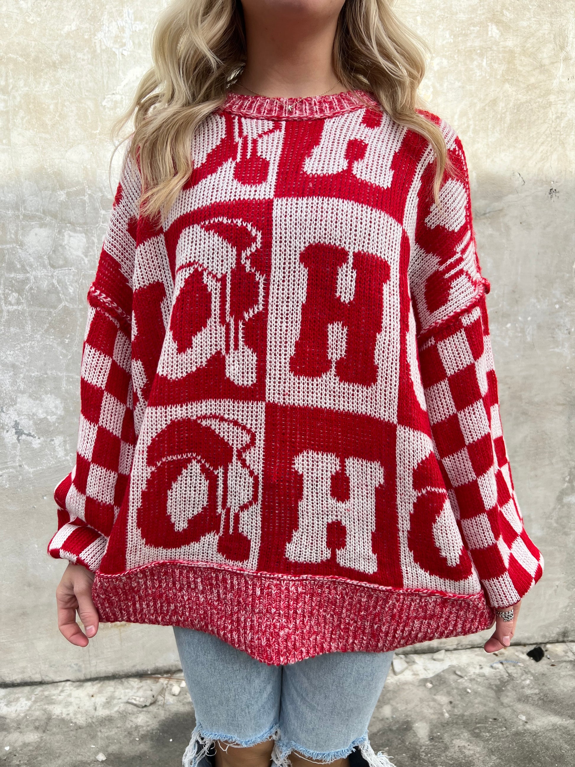Oversized Sweater With Hohoho-Sweater-Fantastic Fawn-IFKT51707-09,not on the floor only in totes,Winter Tote T5-The Twisted Chandelier