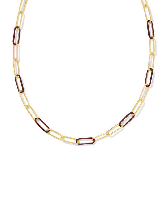 Kendra Scott Ainsley Convertible Chain Necklace Gold Burgundy Enamel-Necklaces-Kendra Scott-CR 07/31/24,FD 07/31/24,gameday,Max Retail,N00718GLD,Sale Kendra Scott-The Twisted Chandelier