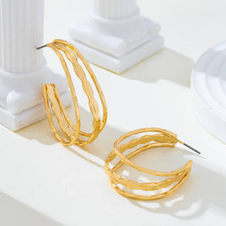 Gold-Tone Triple Layer Hoop Earrings | 80E62339-JOSSLYN by wall to wall-The Twisted Chandelier