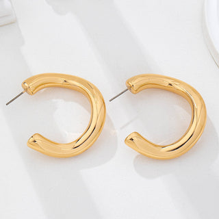 Bold Chunky Gold-Tone U-Shape Hoop Earrings | 80E62229-JOSSLYN by wall to wall-The Twisted Chandelier
