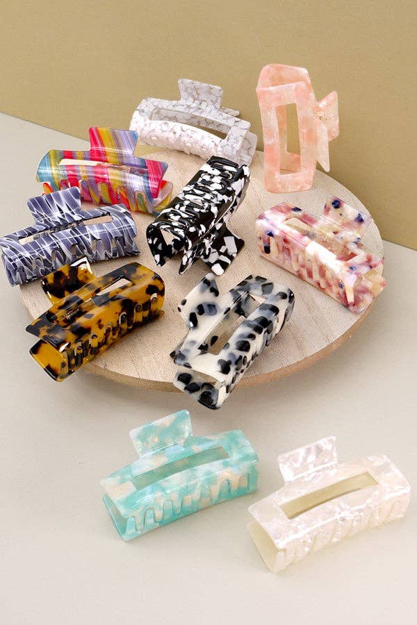 Rectangle Cellulose Hair Claw Clip-JOSSLYN by wall to wall-The Twisted Chandelier