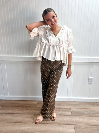 Lottie Polka Dot Pants-Pants-ENTRO-bottoms,FD 08/26/26,NewArrival-The Twisted Chandelier