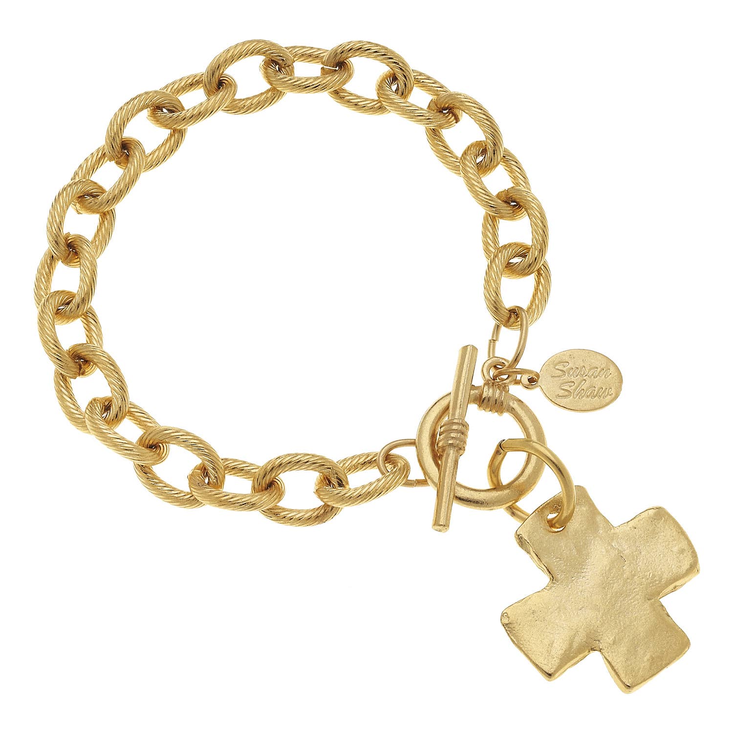 Gold Cross Toggle Bracelet-Susan Shaw-The Twisted Chandelier