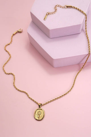 18K Stainless Steel Tarnish Free Rose Necklace-Necklace-JOSSLYN by wall to wall-40NK9447-The Twisted Chandelier