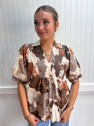 Cecily Floral Short Puff Sleeve Top-Top-ENTRO-FD 08/26/26,NewArrival,Tops Collection-The Twisted Chandelier