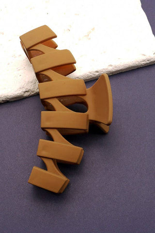 Matte Jumbo Wavy Non Slip Hair Claw Clip-Hair Claws & Clips-JOSSLYN by wall to wall-40H389-BROWN-The Twisted Chandelier