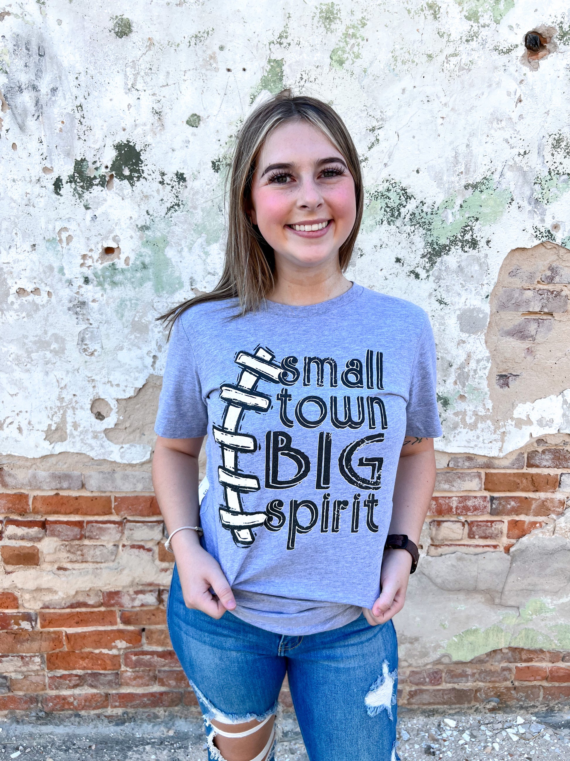 Small Town Big Spirit Tee-Shirts-p&pd-$25 & Under Sale,11/28/23 md,2nd md,Bin c1,Max Retail,Tops Collection-The Twisted Chandelier