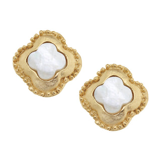 Susan Shaw Mother of Pearl Clover Studs-Susan Shaw-The Twisted Chandelier