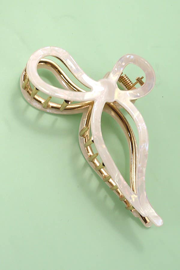 Jumbo Cellulose Casting Bow Hair Claw Clips-JOSSLYN by wall to wall-Ivory-The Twisted Chandelier