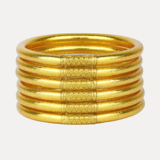 BuDhaGirl's Gold All Weather Bangles® (Set of 6) - Serenity Prayer-Bracelet-BuDhaGirl-The Twisted Chandelier