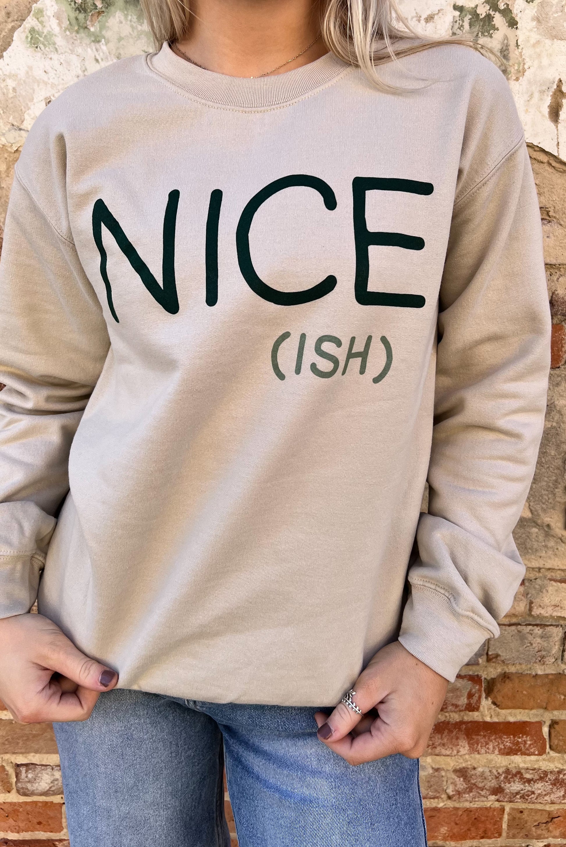 Nice Ish Christmas Crewneck Sweatshirt-Mugsby-FD 12/3/24,not on the floor only in totes,Winter Tote T5-The Twisted Chandelier