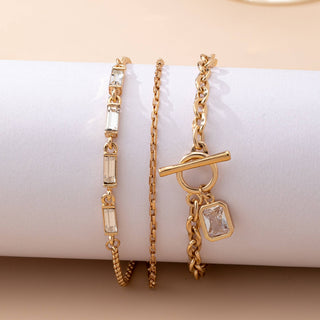 Multi Baguette Crystals & Toggle Clasp Bracelet-JOSSLYN by wall to wall-80B1650-The Twisted Chandelier