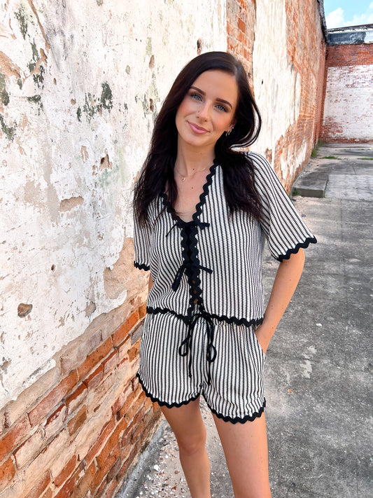 Vivi Wave Trim Detail Knit - Shorts-VERY J-BIN D3,bottoms,FD 06/03/25,NT12019SET,Shorts-The Twisted Chandelier