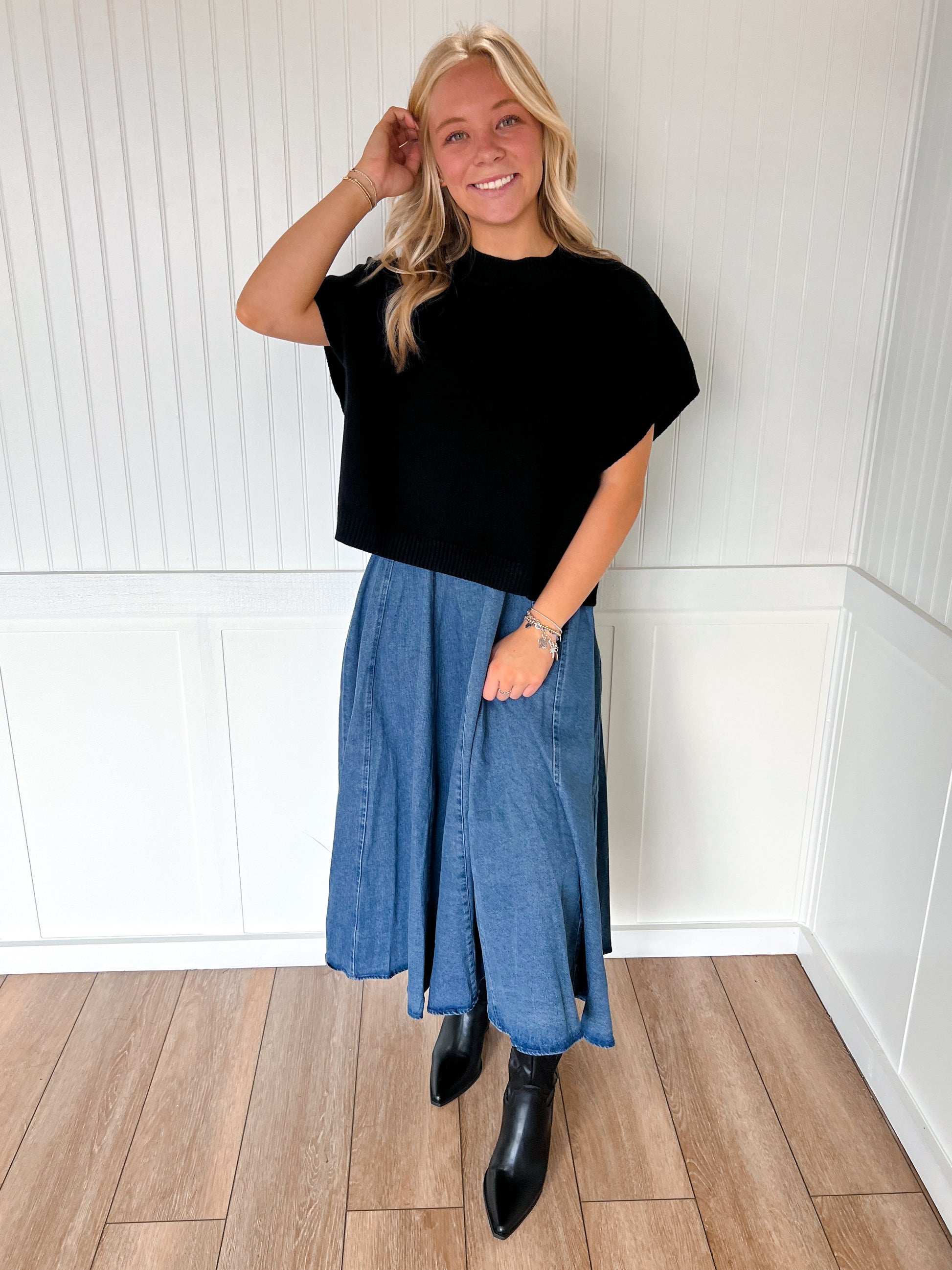 Marcie Dropped Shoulder Sweater Top - Black-PINCH-FD 12/22/25,Tops Collection-The Twisted Chandelier