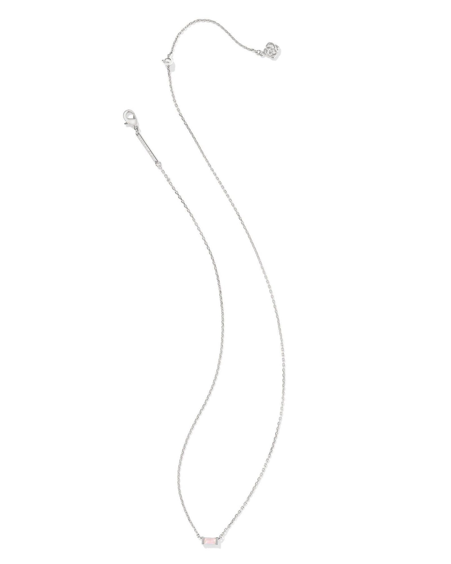 Kendra Scott Juliette Pendant Necklace Silver Rose Quartz-Necklaces-Kendra Scott-CR 09/30/24,FD 10/01/24,N1855RHD-The Twisted Chandelier