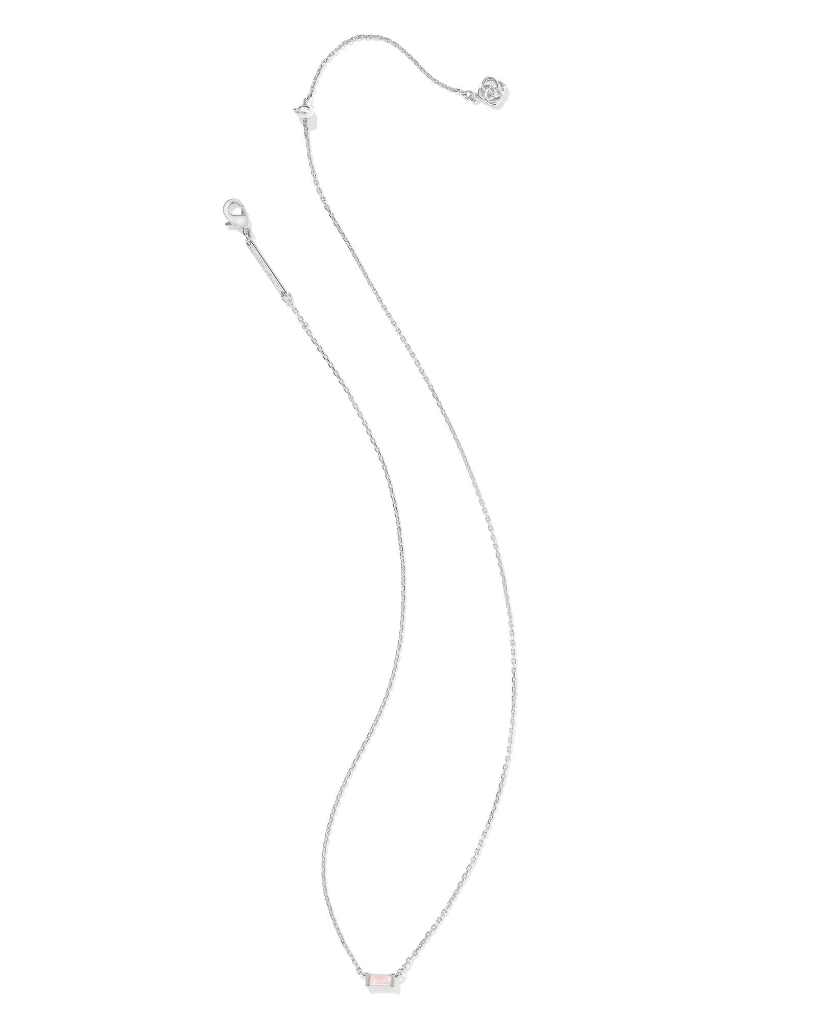 Kendra Scott Juliette Pendant Necklace Silver Rose Quartz-Necklaces-Kendra Scott-CR 09/30/24,FD 10/01/24,N1855RHD-The Twisted Chandelier