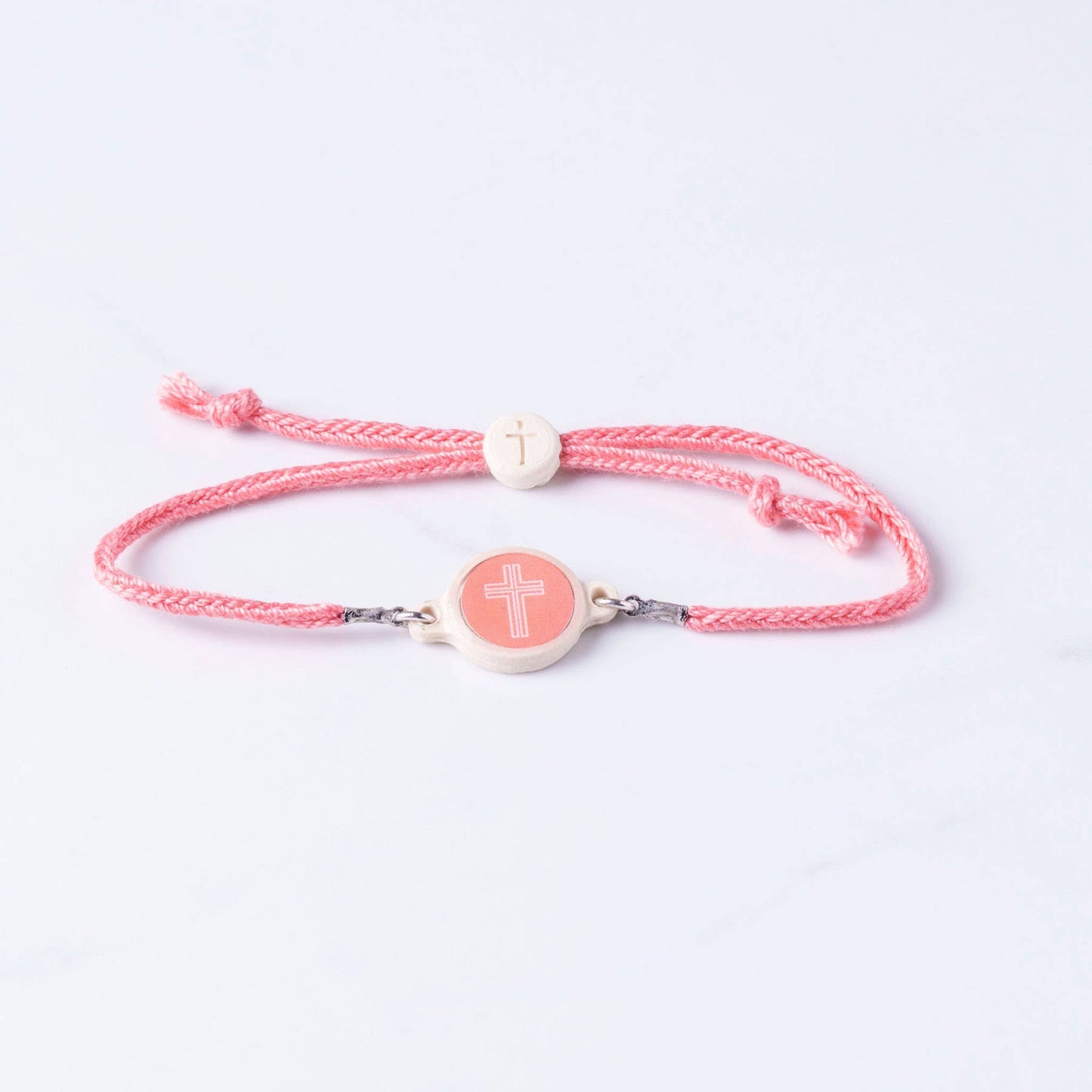 Tap To Pray™ - Survivor Series Handmade Bracelets-Versible-Coral + Cross-The Twisted Chandelier