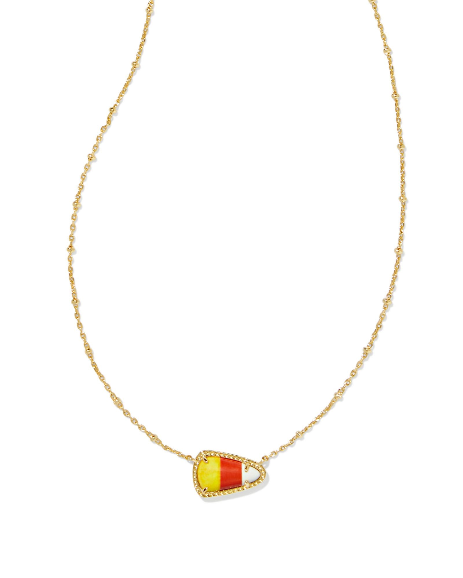 Kendra Scott Candy Corn Short Pendant Necklace Gold Candy Corn Magnesite-Necklaces-Kendra Scott-CR 09/05/24,FD 09/10/24,N00721GLD-The Twisted Chandelier