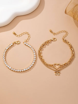 Multi-Layer Rhinestone Heart Chain Bracelet-JOSSLYN by wall to wall-80B1661-The Twisted Chandelier