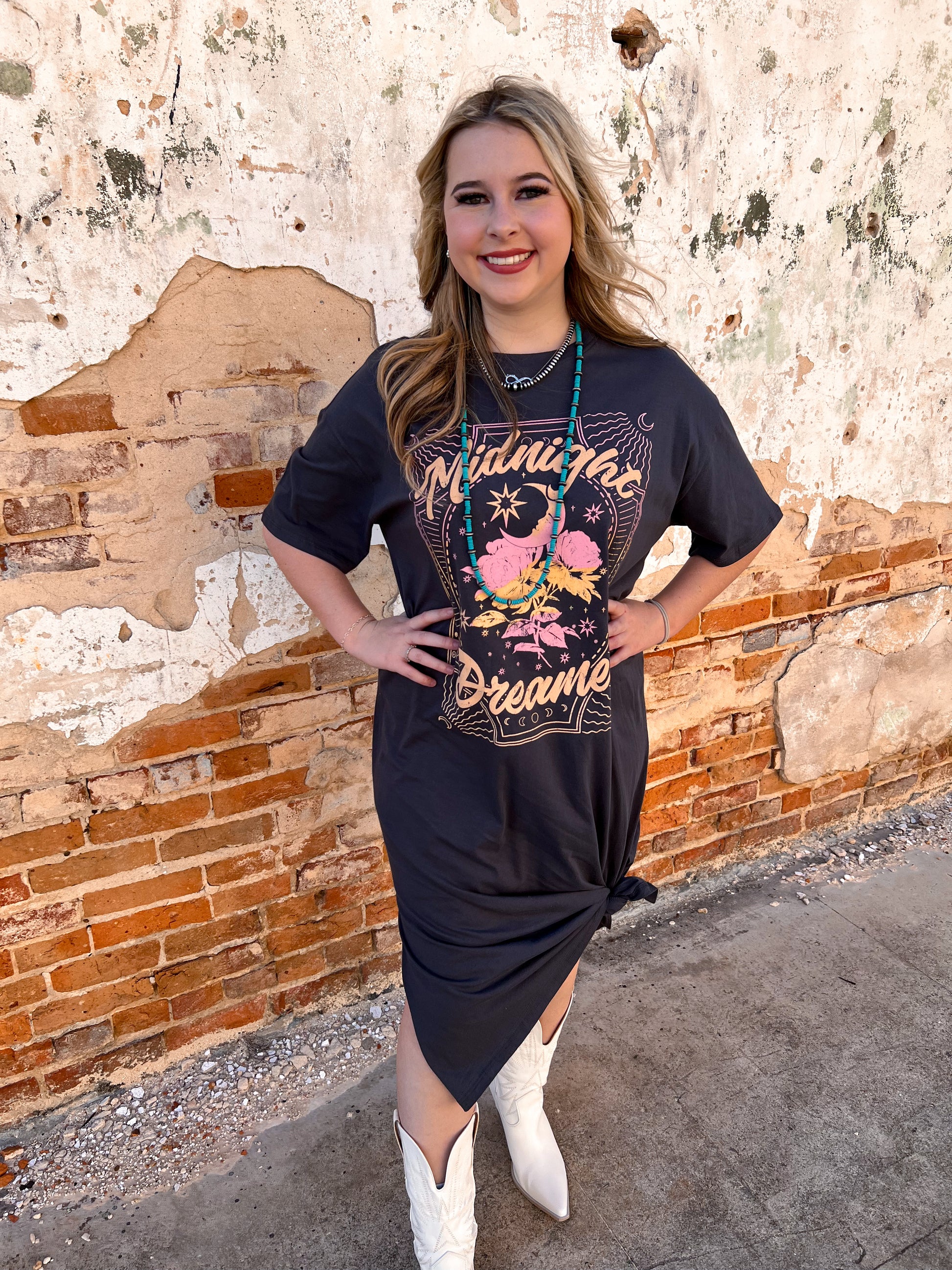 Midnight Dreamer Graphic Dress-Dresses-tres bien-& Jumpsuits,04/21/25,05/27/24,11/28/23 md,1st md,DJR,Dresses,Max Retail,Rompers,western & concert-The Twisted Chandelier