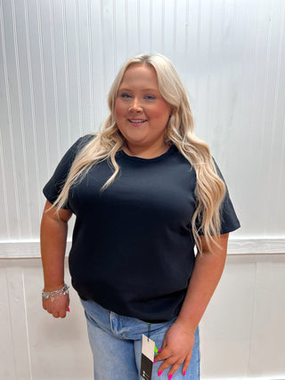 Rylee Short Sleeve Round Neck Soft Knit Jersey Top - Plus-Shirts & Tops-Active Basic | Active USA-FD 04/02/26,Tops Collection-The Twisted Chandelier