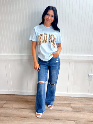 Maisie Leopard Adult Chambray Comfort Colors Tee-Girlie Girl Originals-FD 05/14/26,LM-LP-1000,Tops Collection-The Twisted Chandelier