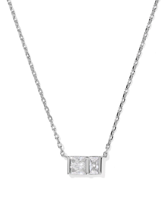Kendra Scott Jamie Short Pendant Necklace Silver White Cz-Kendra Scott-N01338RHD-The Twisted Chandelier