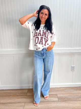 Taylor Gameday Print Top - Maroon-Top-Vanilla Monkey-Fd 8/3/26,gameday,Tops Collection-The Twisted Chandelier