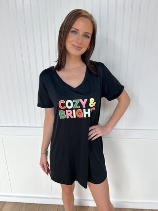 Hello Mello Holiday Sleep Shirts - Cozy & Bright-Loungewear-HELLO MELLO-$25 & Under Sale,Bin a1,Faire-The Twisted Chandelier