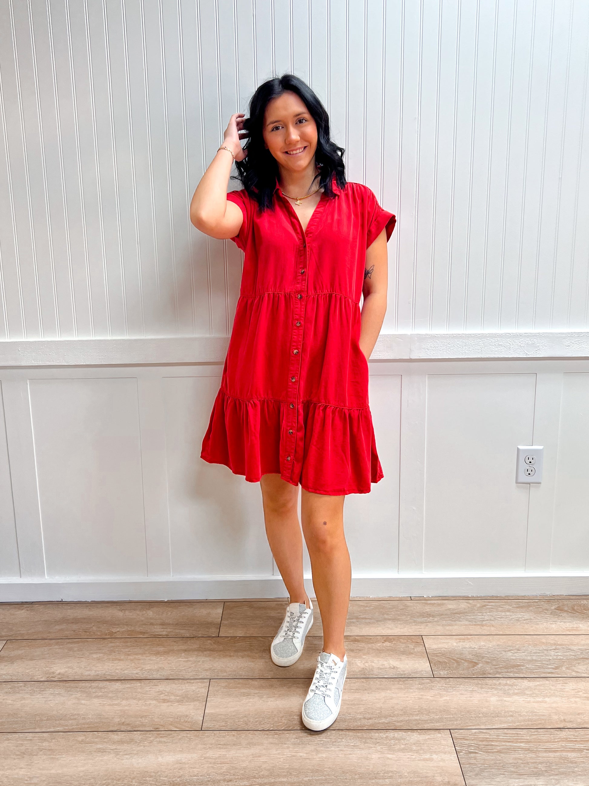 Lucy Dolman Short Sleeve Ruffled Lyocell Mini Dress-Active Basic | Active USA-DJR,FD 02/03/26-The Twisted Chandelier