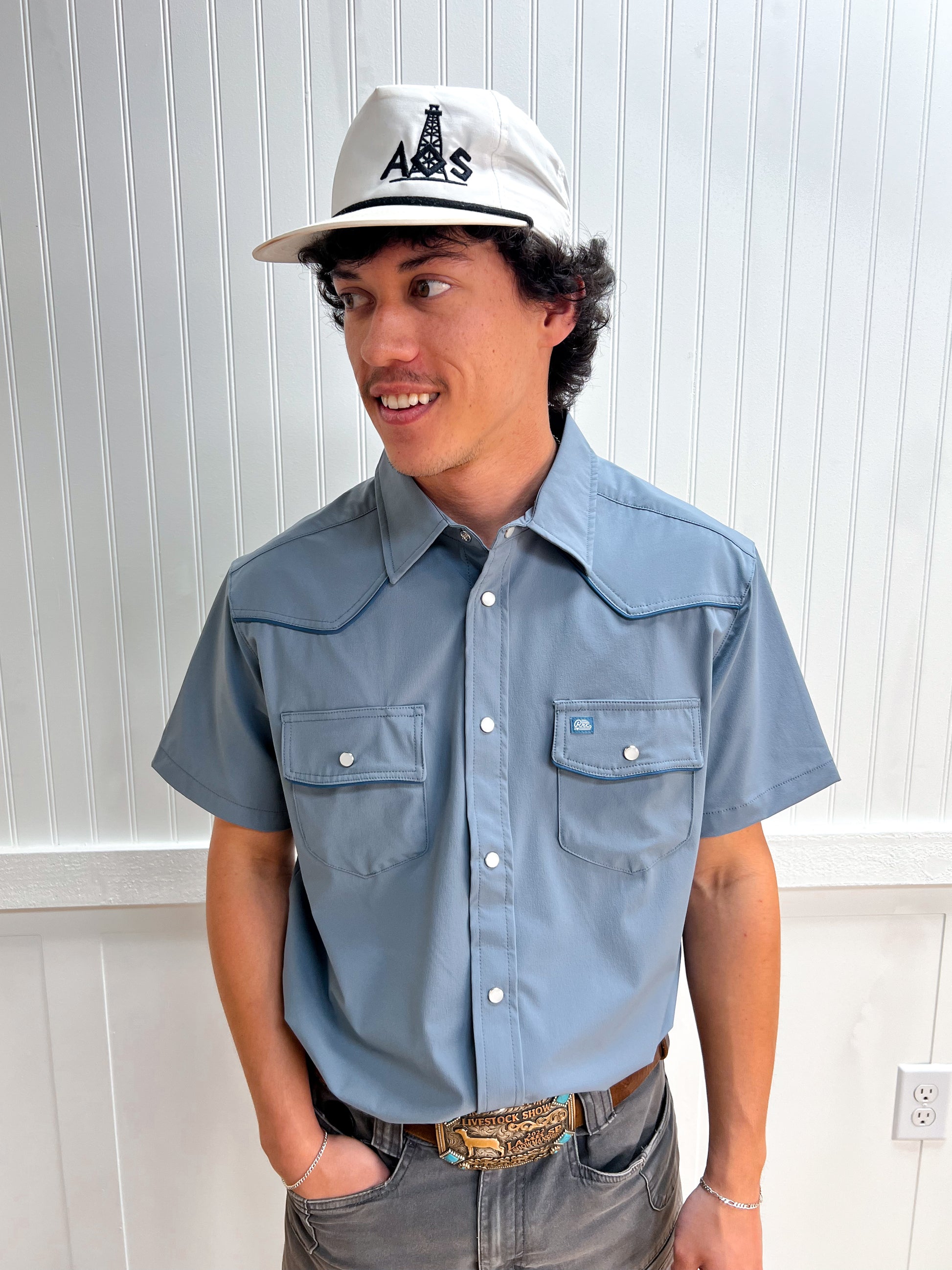 Men's Rio Pearl Snap Shirt-River Road Clothing Company-FD 03/10/26,Men's-Medium-Steel-The Twisted Chandelier