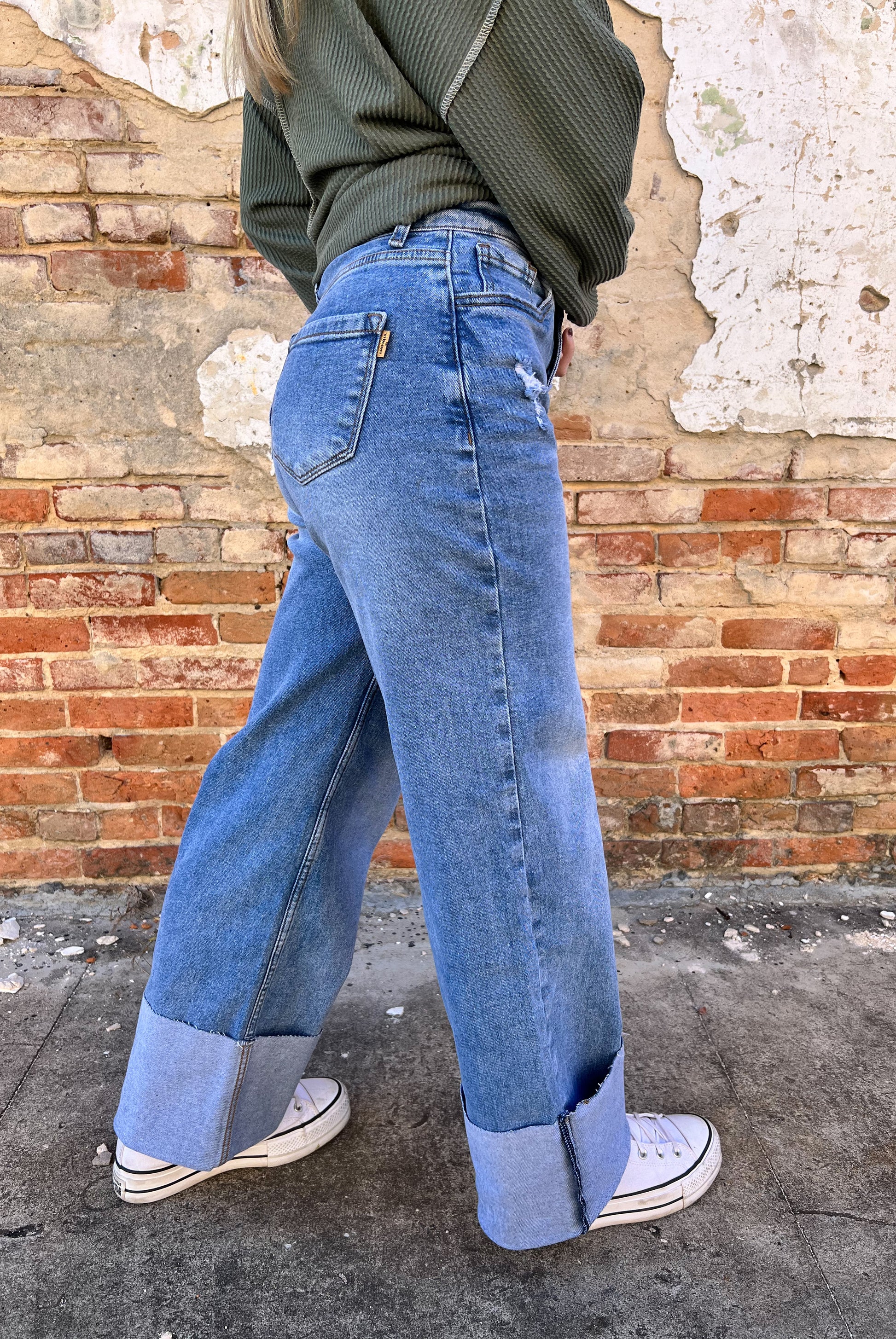 Haley Cuff Up Wide Leg Jeans-Wide Leg Jeans-Vibrant M.i.U-08/28/25,Bin b6,bottoms,FD 12/03/24,OGP 69.99-The Twisted Chandelier