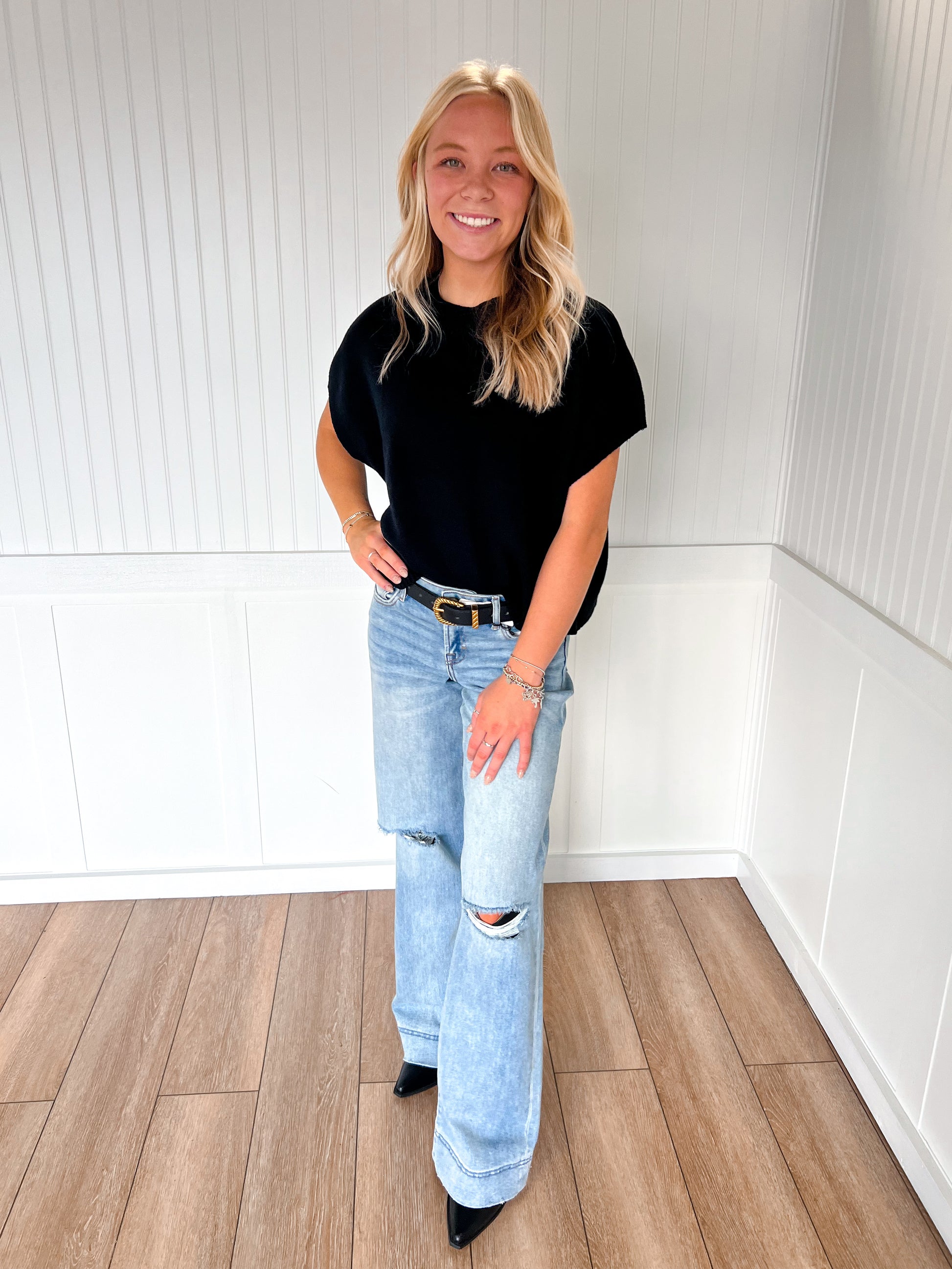 Marcie Dropped Shoulder Sweater Top - Black-PINCH-FD 12/22/25,Tops Collection-The Twisted Chandelier