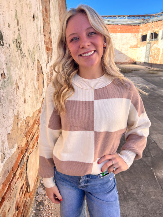 Casey Checkered Side Slits Drop Shoulder Oversized Sweater-Sweater-fashionworks-BIN A2,FD 12/09/24,Max Retail,Tops Collection-The Twisted Chandelier