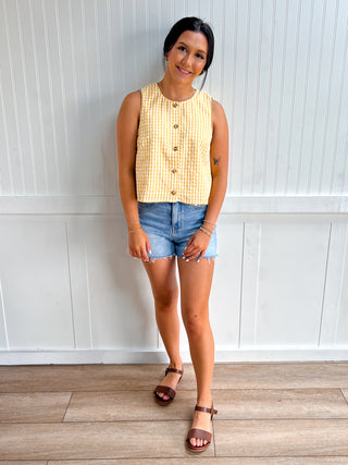Maggie Gingham Sleeveless Top-Top-Entro-FD 06/17/26,Tops Collection-The Twisted Chandelier