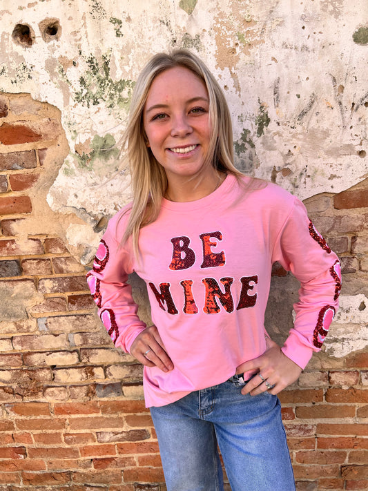 Be Mine Pink Sweatshirt-Sweatshirt-Southern Grace Wholesale-BIN A5,FD 01/07/25,Max Retail,Tops Collection-The Twisted Chandelier