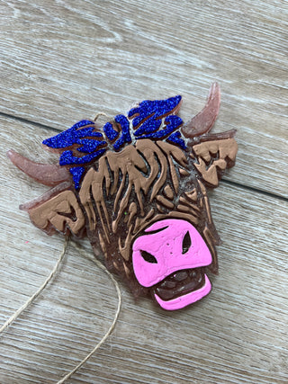 Highland Cow Car Freshie-Car Freshie-Southern Creek Wholesale-Blue-The Twisted Chandelier