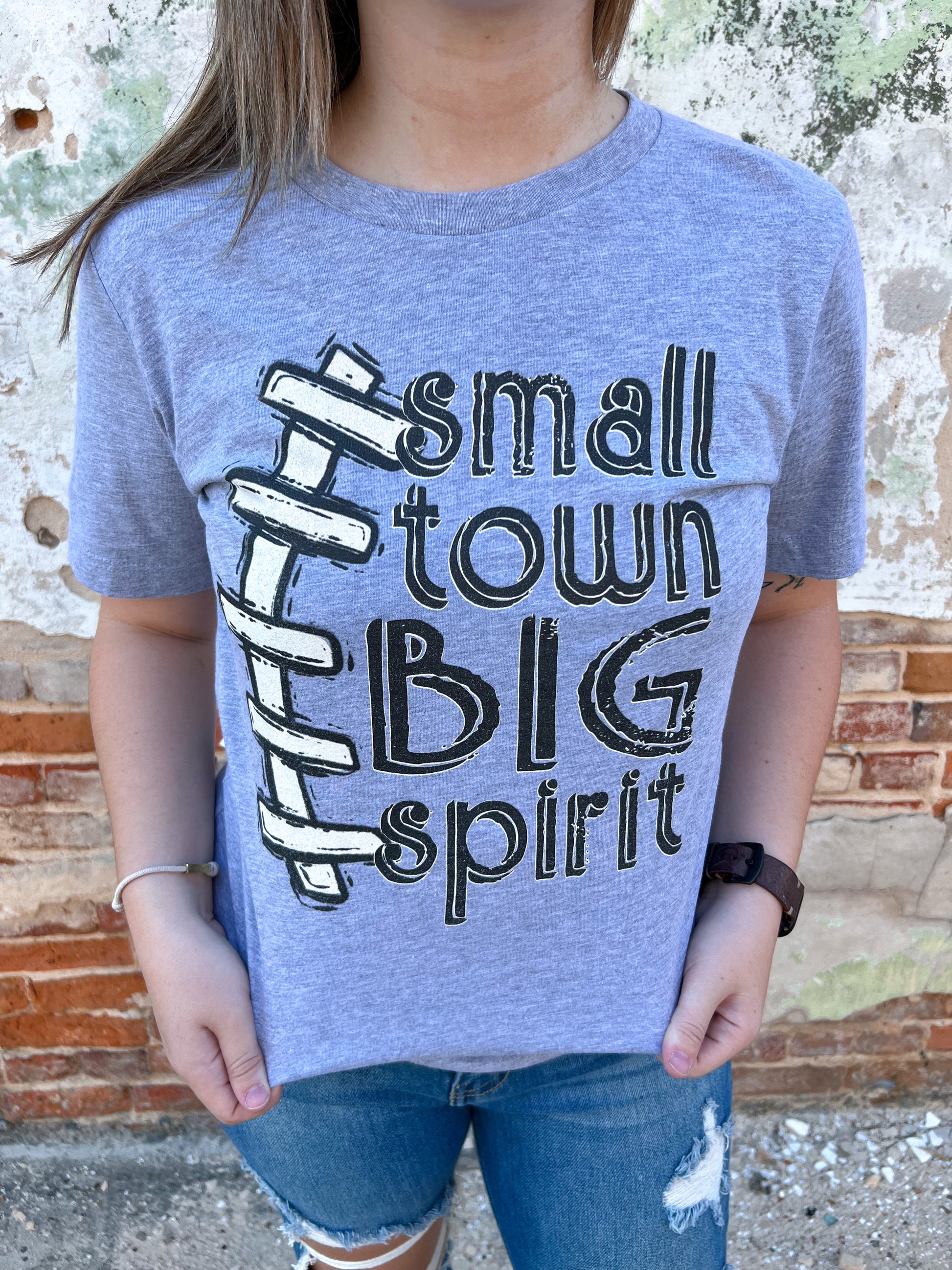 Small Town Big Spirit Tee-Shirts-p&pd-$25 & Under Sale,11/28/23 md,2nd md,Bin c1,Max Retail,Tops Collection-The Twisted Chandelier