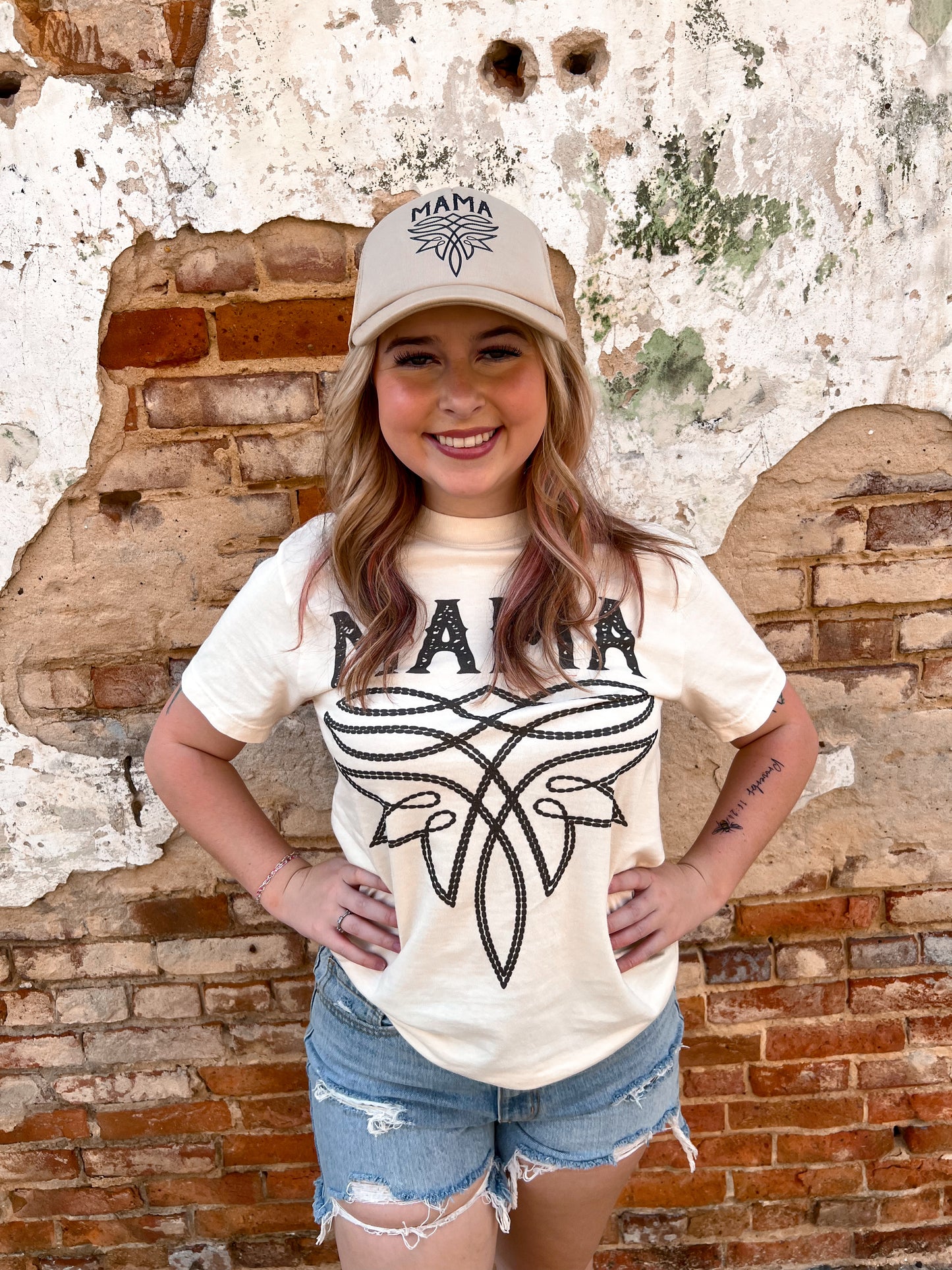 Western Mama Boot Stitch T-Shirt-Apparel & Accessories-Crazy Consuela-11/11/24,1st md,FD 05/07/24,Max Retail,Tops Collection-The Twisted Chandelier