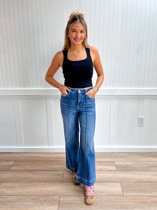 Palmer Seamless Double Layered Square Neck Tank Top - Black-Top-Zenana-Fall Favorites,FD 07/28/26,gameday,Tops Collection-The Twisted Chandelier