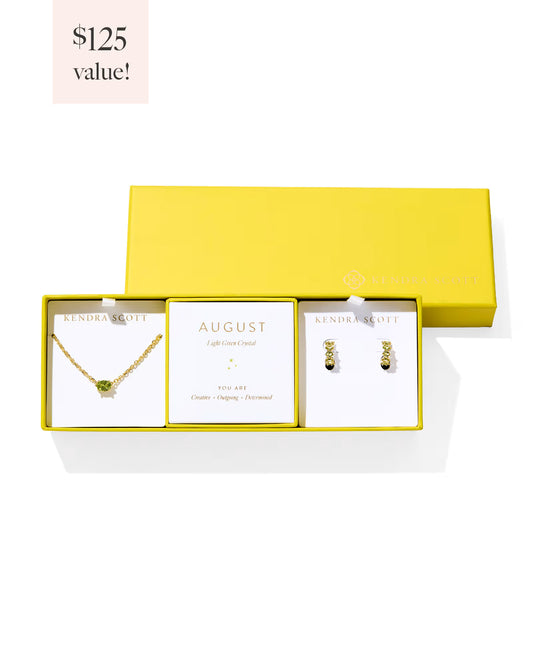 Kendra Scott Cailin Birthstone Gift Set Gold Light Green Crystal-Kendra Scott-G00086GLD-The Twisted Chandelier